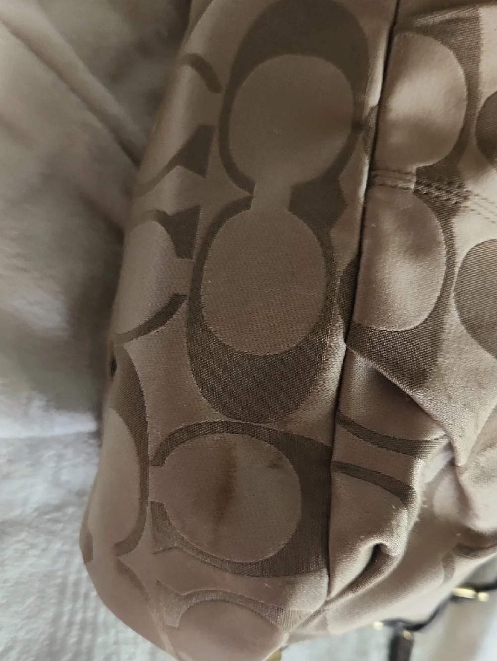 Coach Beige Signature Hobo with Dark Brown Trim - Picture 2 of 6